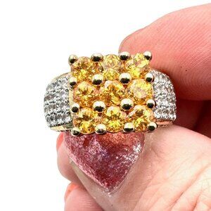 JTV Designer BBJ Womens Ring Gold Over Sterling Silver Topaz Size 6 Stunning